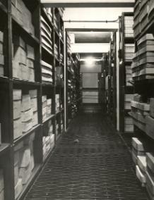Archives on the mezzanine level of one of the strongrooms